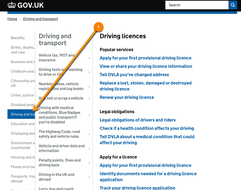 screen grab of a gov.uk index page that simply does not work as information is hidden by content with a higher z-index
